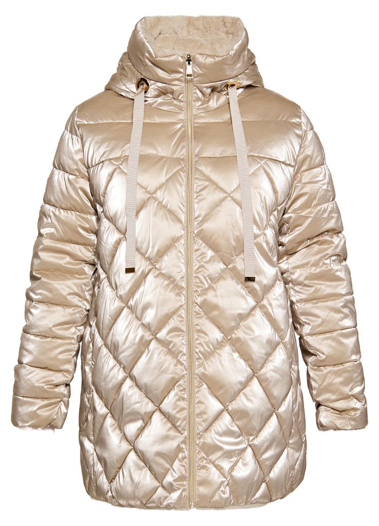 Jeona damen langer steppmantel - champagner, 50/52