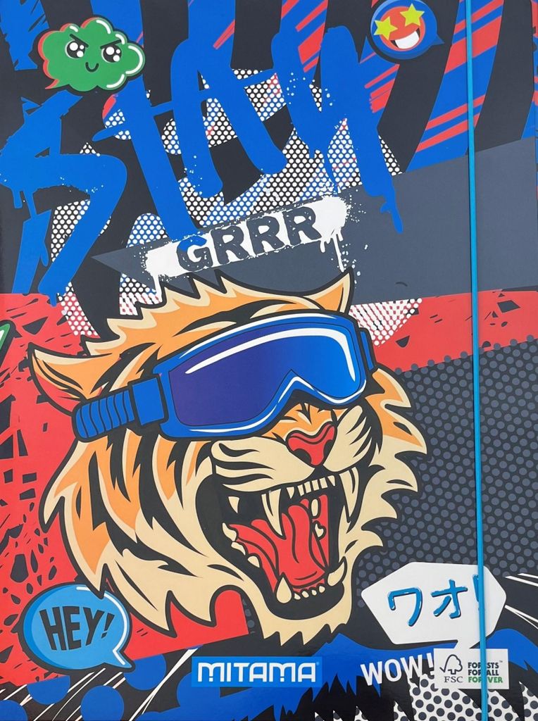 Mappen mit Gummiband "Fantasiefarben", Tiger, MITAMA 61906-90031
