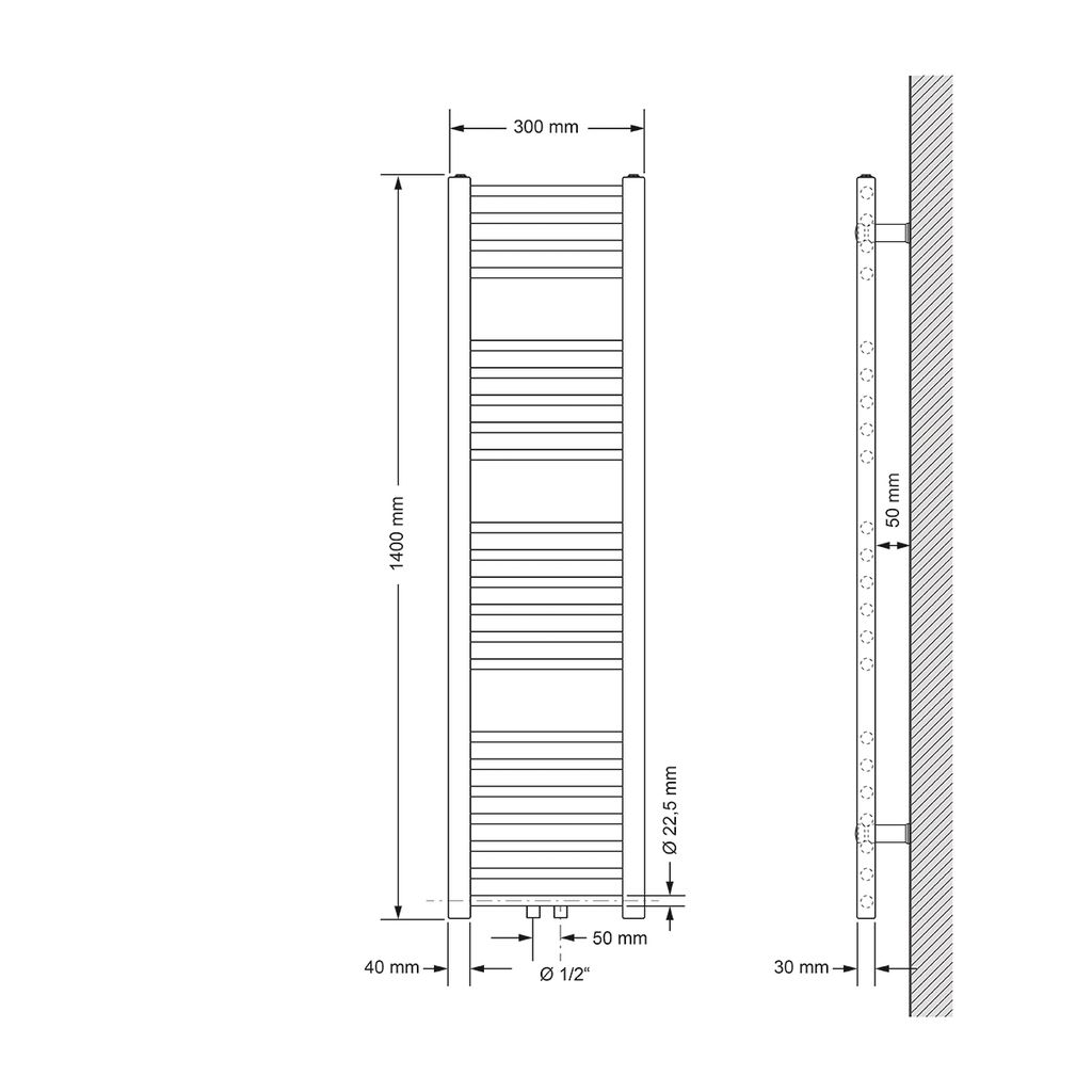 LuxeBath koupelnový radiátor Sahara, 300x1400 | Kaufland.cz