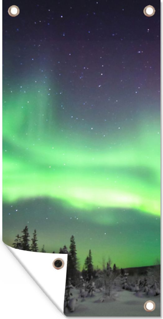 MuchoWow 30x60 cm Outdoor-Poster Gartendeko Sichtschutz Garten Poster für den Garten Grünes Glühen über Finnland