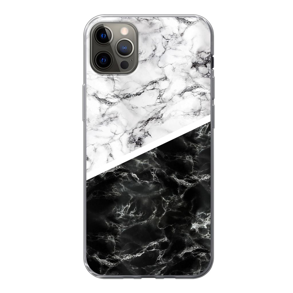 MuchoWow Handyhülle Schutzhülle Hülle für iPhone 13 Pro Max Marmor - Chic - Collage Silikon Softcase Handy Hülle - Mobiltelefon