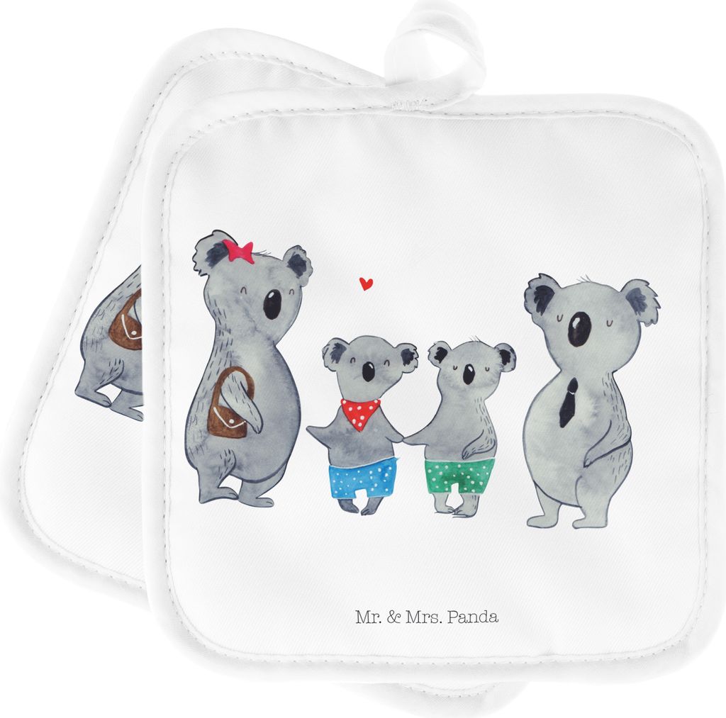 Mr. & Mrs. Panda Topfuntersetzer Koala Familie zwei - Weiß - Geschenk, Zusammen, Topflappen, Ofenlappen, Familienzeit, topfhalter, Set, Kochlappen...