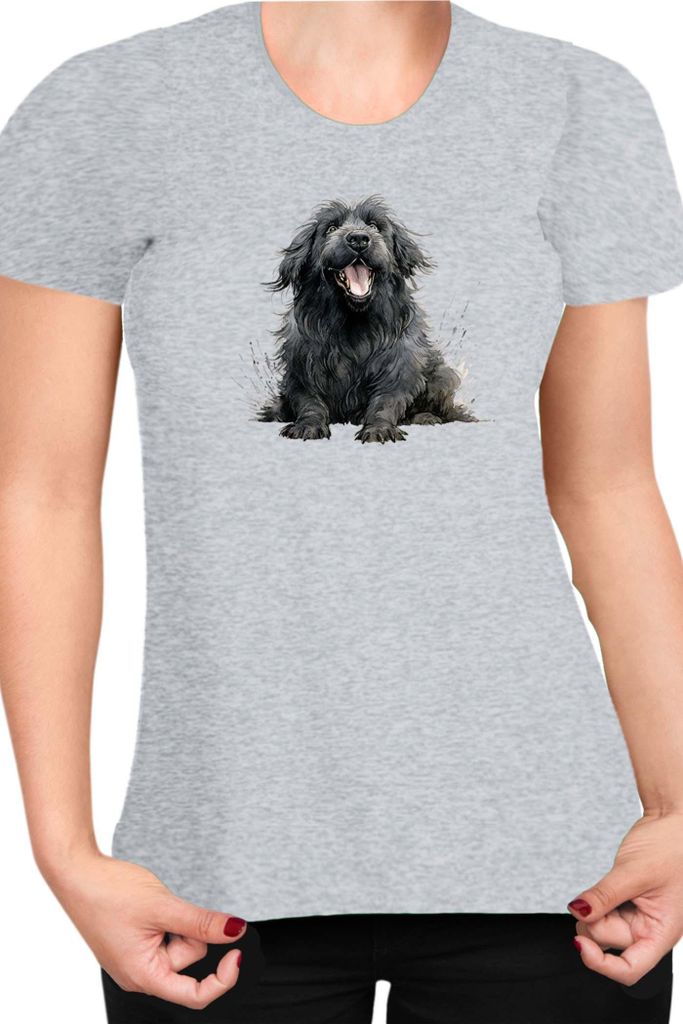 Damen T-Shirt Funny Dogs Breeds Newfoundland Dog Breed, Lady S / Grau