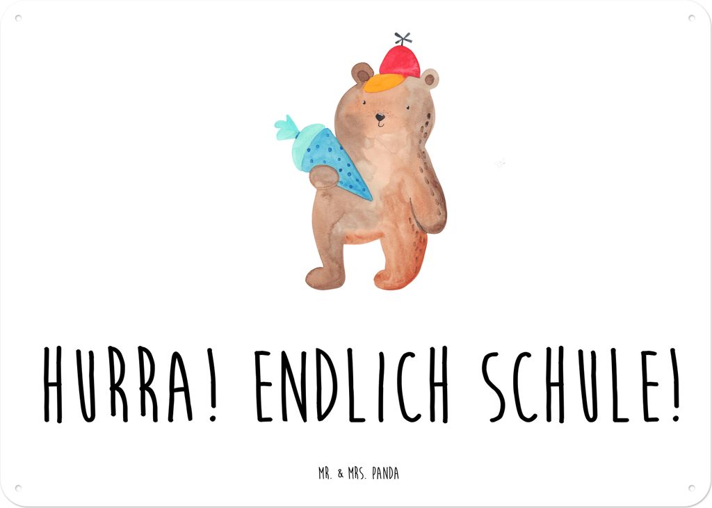 Mr. & Mrs. Panda Wandbild Bär Schultüte DIN A4 - Weiß - Geschenk, Grundschule, Türschild, Schulbeginn, Schild, Schulanfang, Teddy, wandtafel, E...
