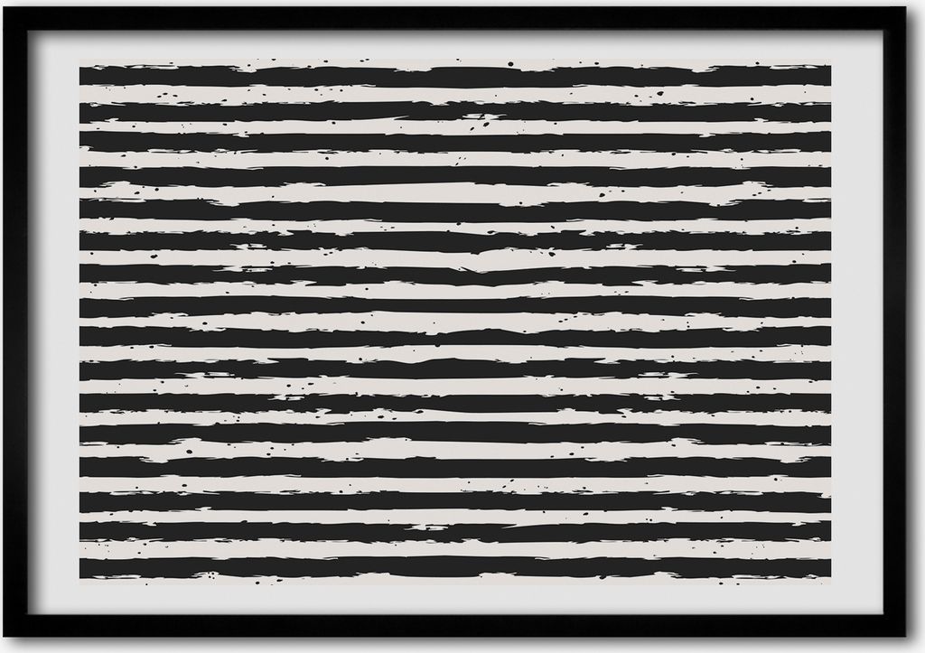 Bild - Bilderrahmen - 100 cm x 70 cm - MDF - Rahmen - Foto - Wandkunst Schwarzweiss-Streifen
