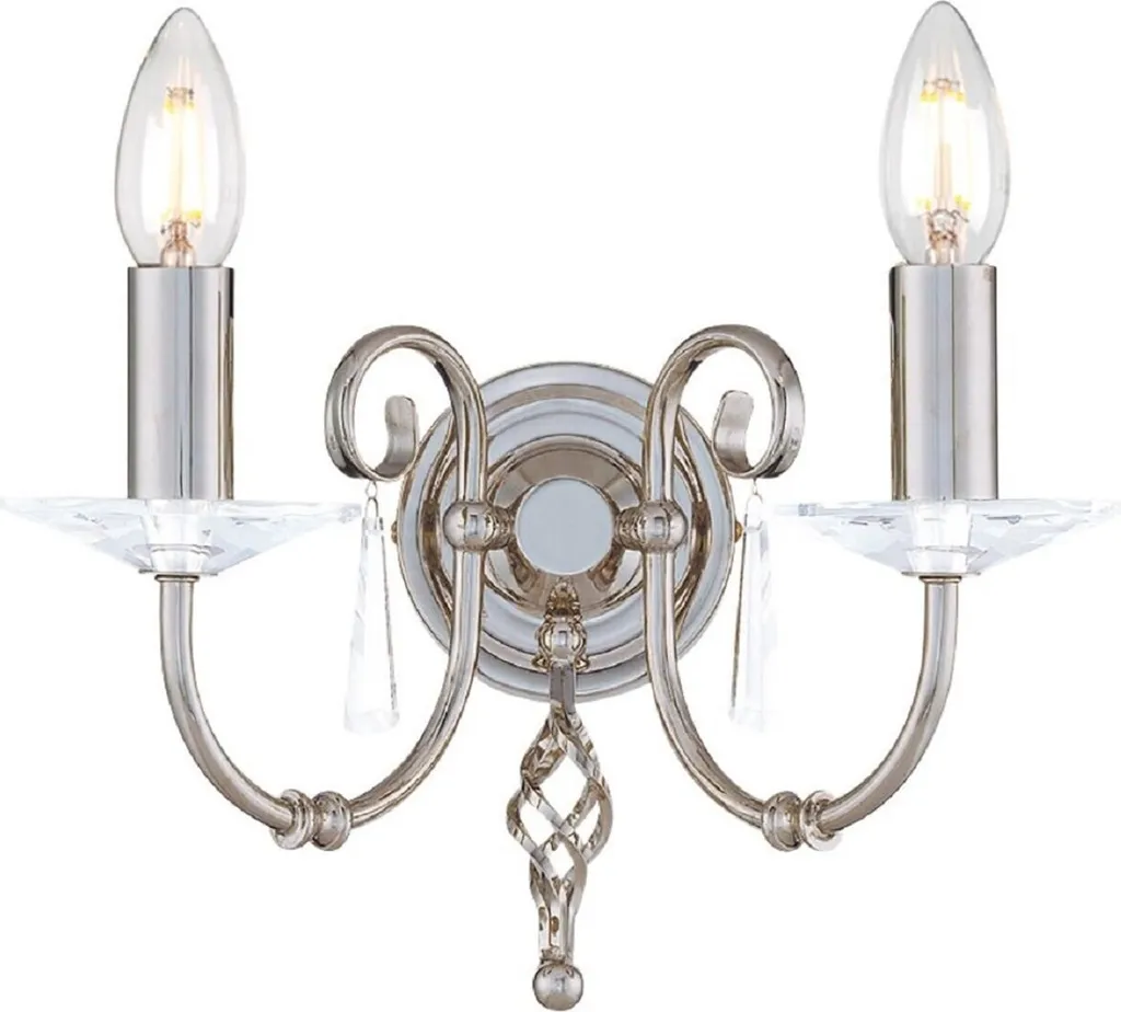 Luminaire Mural Baroque Argenté Double Branche pour Salon Elégant
