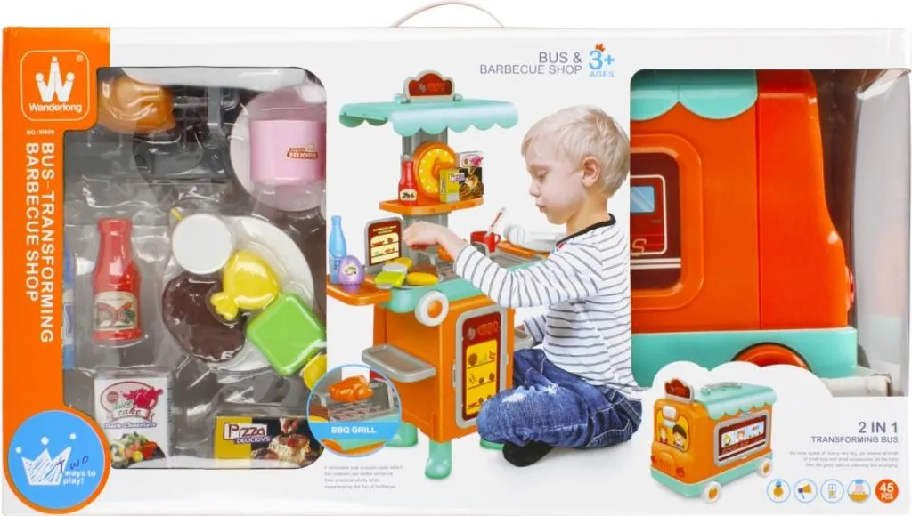Jouet Grill 2 en 1 Auto Mega Creative avec Accessoires et Sons Réels