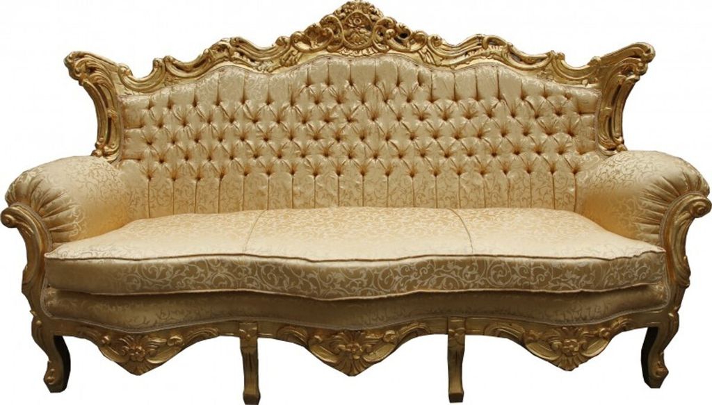 Casa Padrino Barock Sofa Master Gold Muster / Gold - Wohnzimmer Couch Möbel Lounge