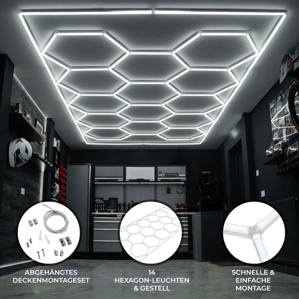 Šesťhranná LED lampa s 14 žiarovkami a podstavcom | Obrázok produktu 