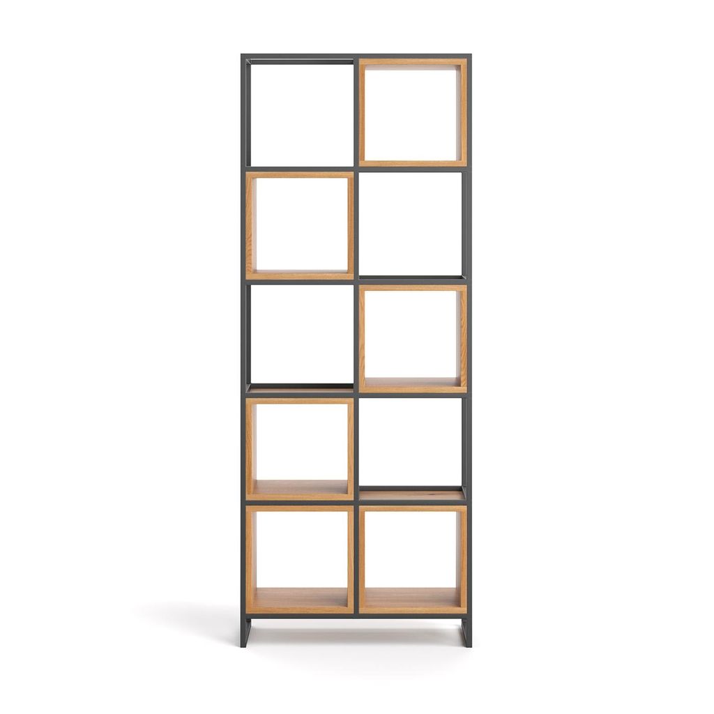 Frame-Bücherregal aus massivem Holz, Zweireihig, Eiche, modern