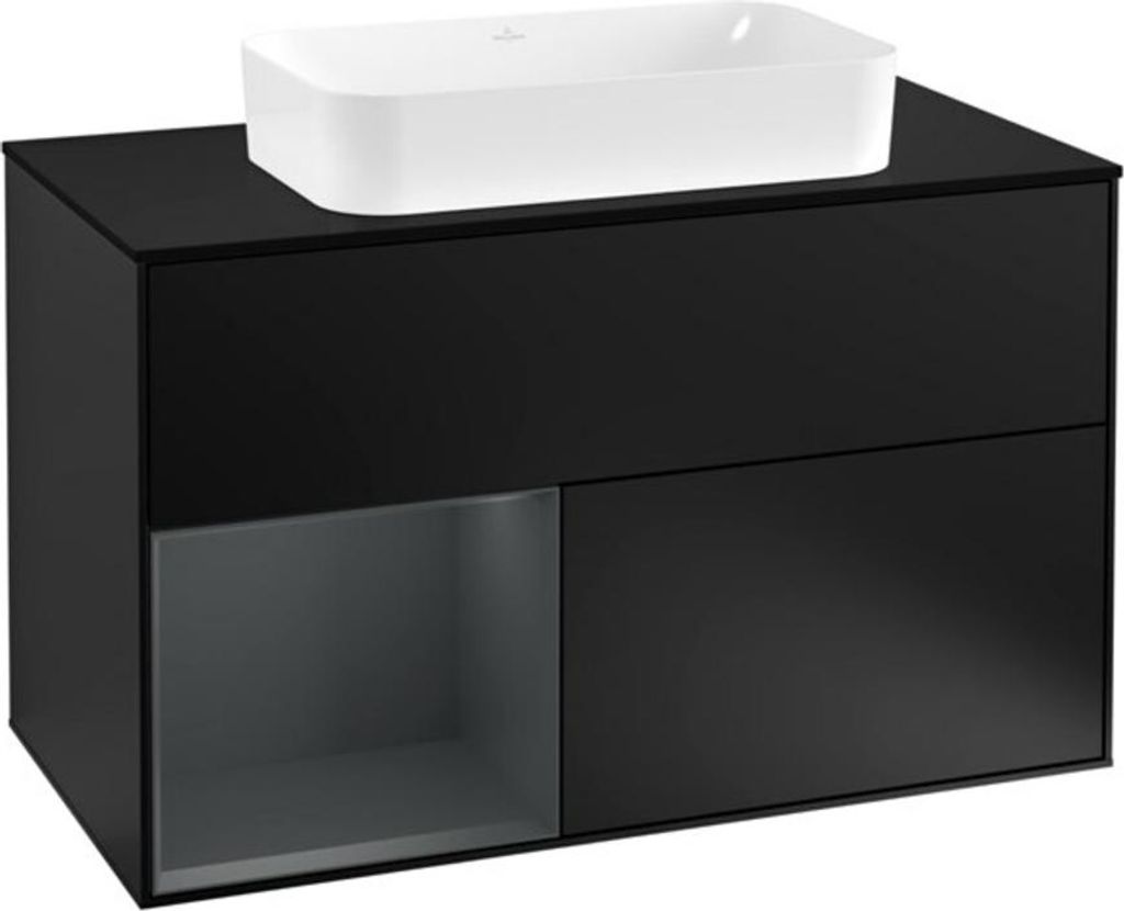 V&B Waschtischunterschrank Wandbeleuchtung Finion 100, Pl b m, Rg l md b m Lac, bla m Lac