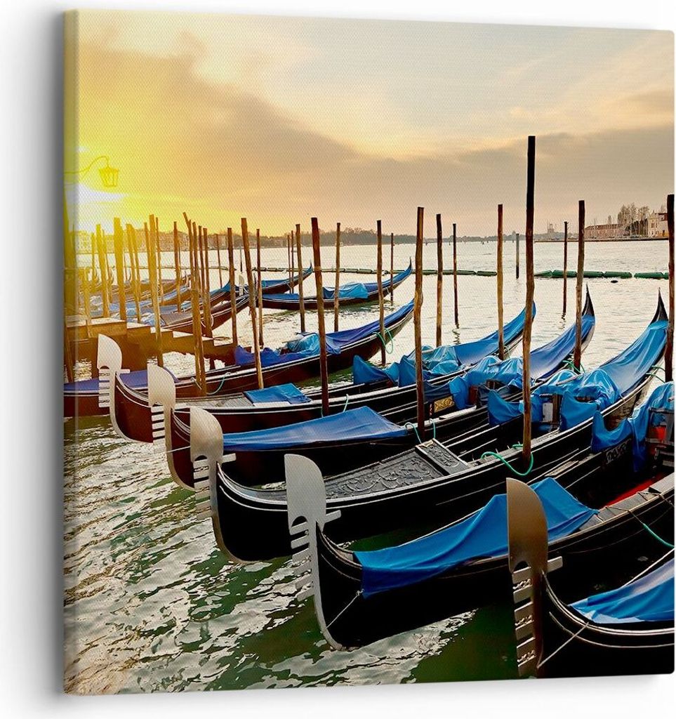 Bild auf Leinwand - Leinwandbild - Venedig Gondel - 30x30cm - Wand Bild - Wanddeko - Wandbilder - Leinwanddruck - Bilder - Kunstdruck - Wanddekorat...
