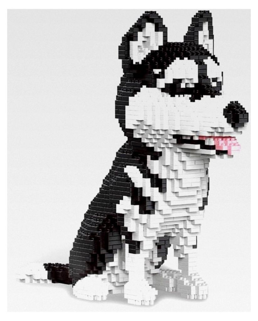 22,9 cm Husky Hund Modell Mikro Mini Bausteine Set: Ein unterhaltsames Geschenk und pädagogisches Freizeitspielzeug für Tierliebhaber