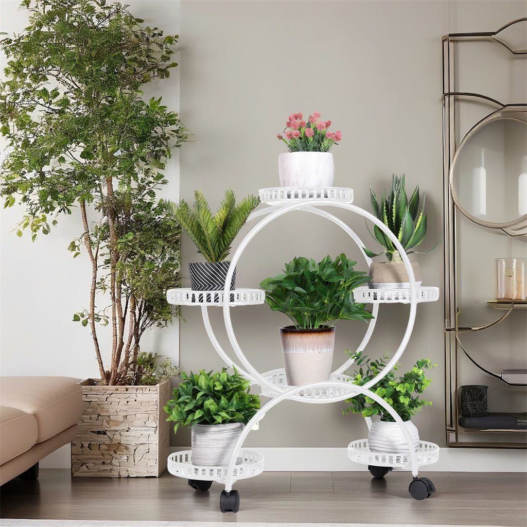 unho Blumenständer Metall, Blumentopfständer mit 6 Ablagen