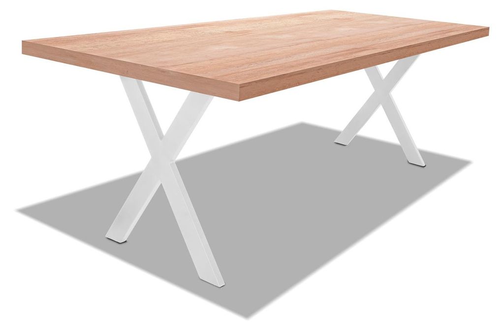 Esstisch aus Holz und Metall mit X-Fuø weiø - 220x100 cm
