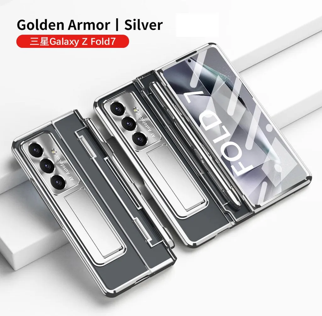 Cover Z Fold 7 Argento Trasparente: Protezione Cerniera e Supporto Penna