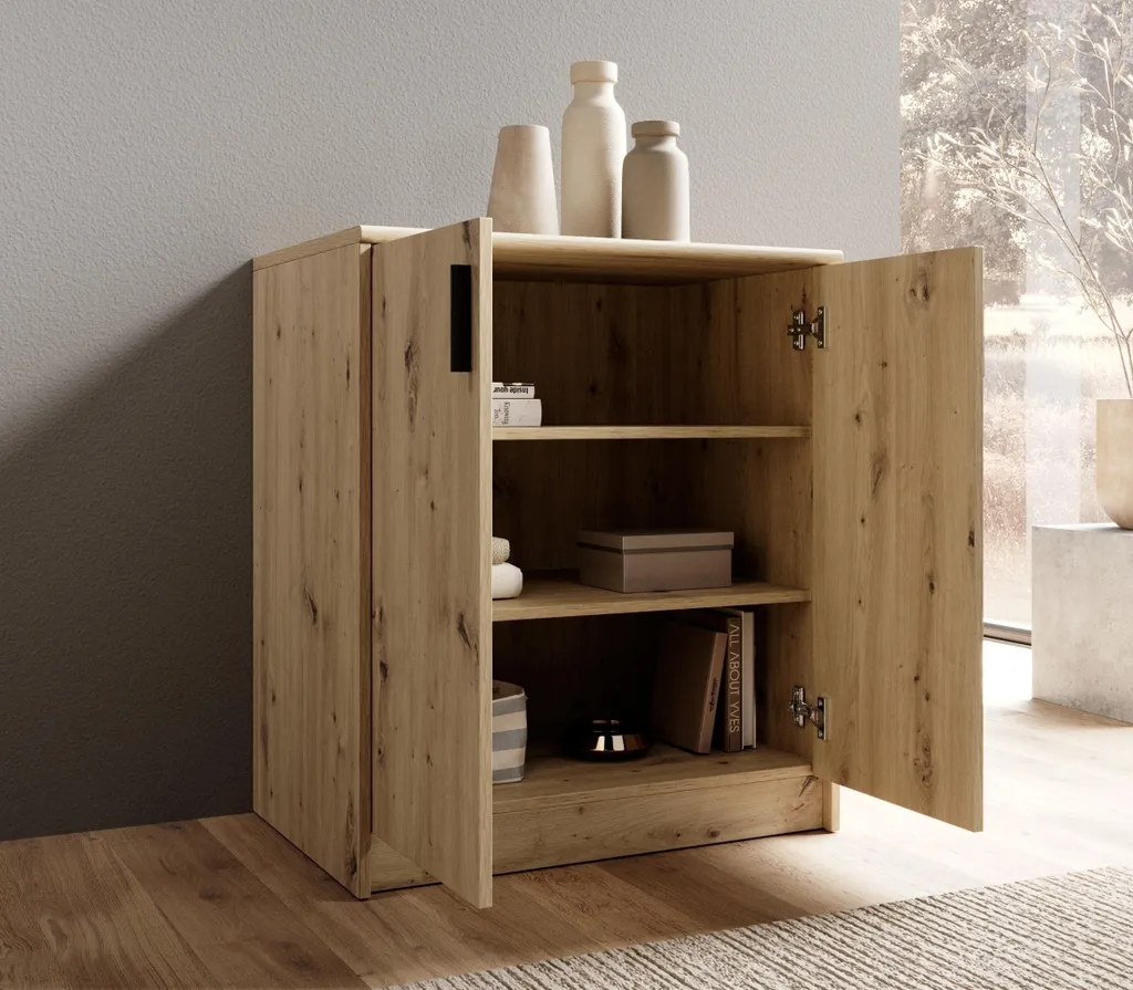 Commode chêne artisan Nelly - Rangement robuste 74 cm de largeur