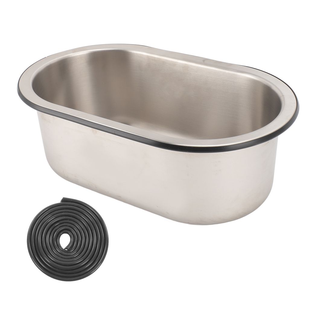 Bar-Spüle aus Edelstahl 304, ovales Waschbecken mit 40 mm Abflussloch für Boot, Wohnwagen, Wohnmobil, Camper, 34.3 x 20.3 x 13.2 cm