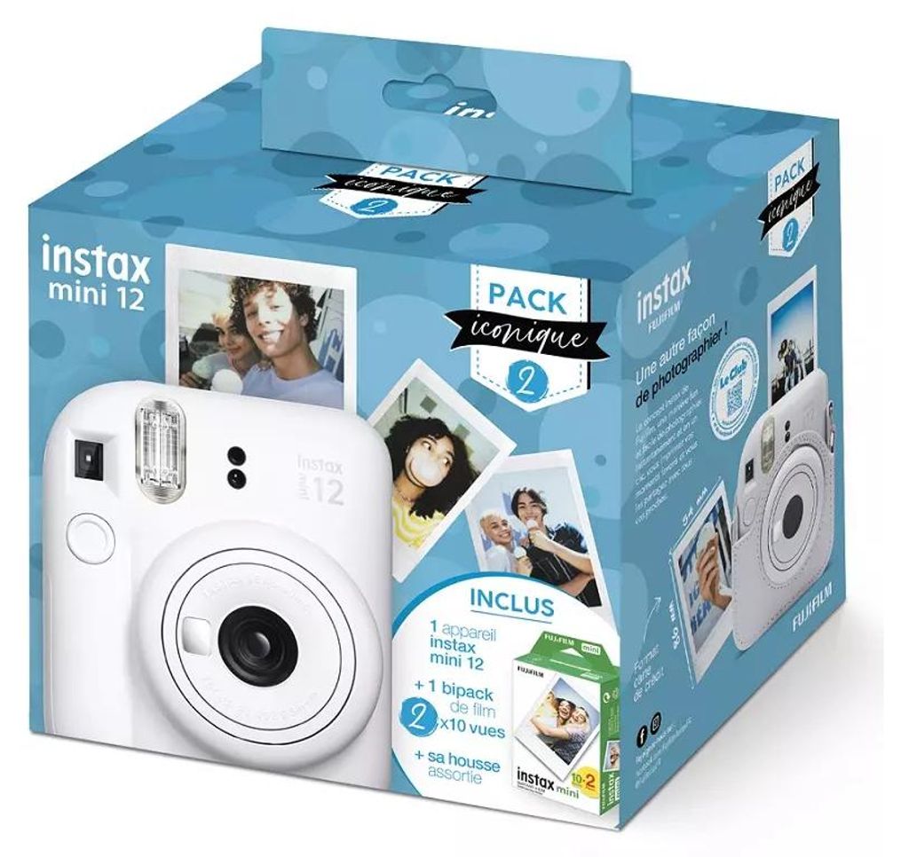 FUJIFILM Instax Mini 12 Sofortbildkamera, Weiß, Iconic Pack