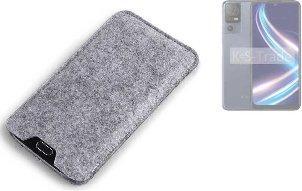 K-S-Trade Filz Handyhülle kompatibel mit Sharp Aquos V7 Plus Schutzhülle Filztasche Filz Tasche Case Sleeve Handy Hülle Filzhülle grau