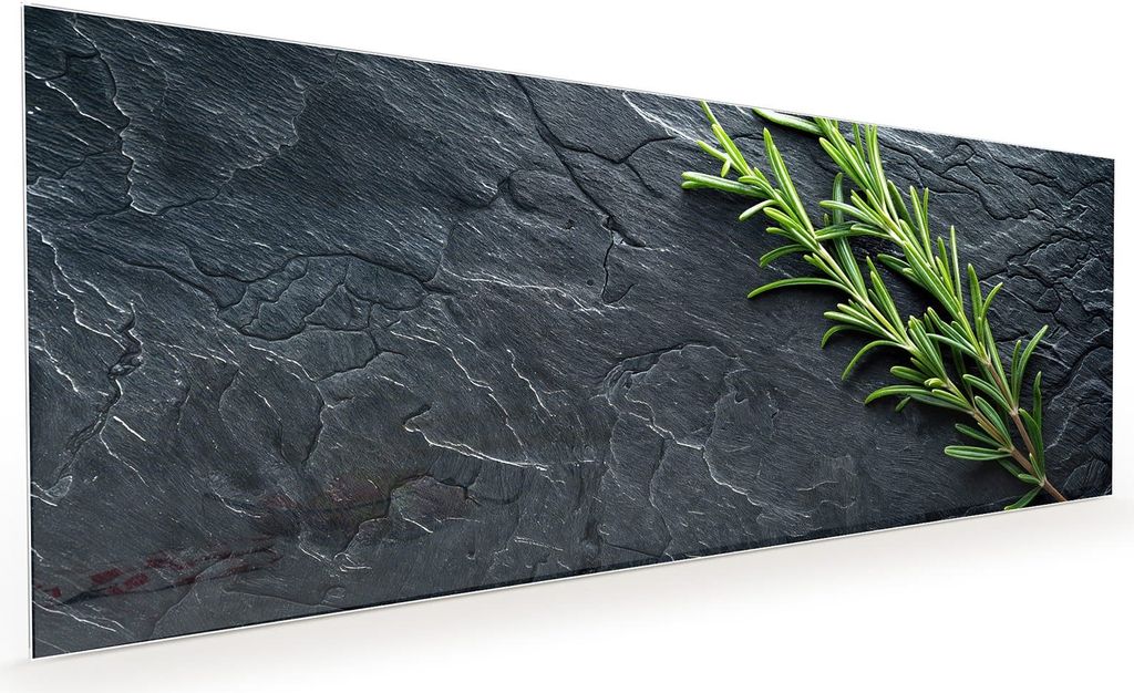 Küchenrückwand Spritzschutz Glas mit Motiv Rosmarinzweig Slate 40 x 40 cm