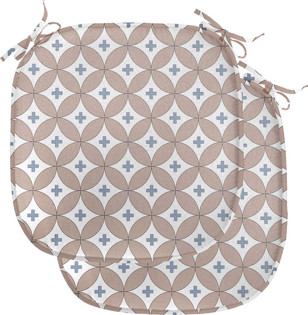 ABAKUHAUS Geometrisch Polster für Esszimmerstühle, Kreise plus Zeichen, Dekoratives wasserfestes Kissen mit Riemen für Küchensitze, 40 cm x 40 ...