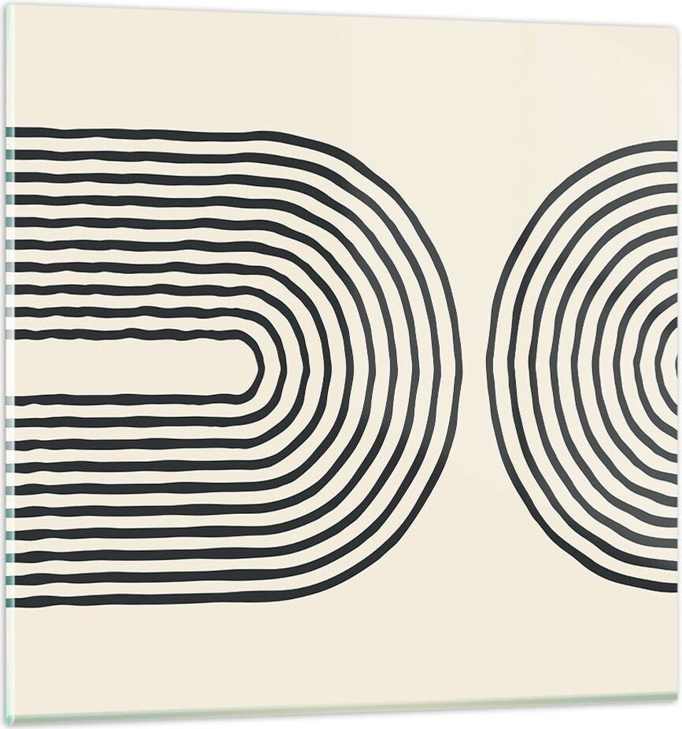 Bilder auf glas - Einteilig - Linien Oval Minimalismus - 70x70cm - Glasbilder - Wandbilder - Bilder - zum Aufhängen bereit - Wanddekoration aus Gl...