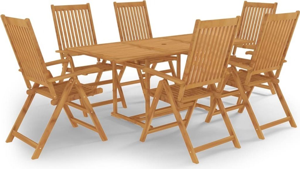 Möbel 7-tlg. Garten-Essgruppe Massivholz Teak - Balkonmöbel 3059565