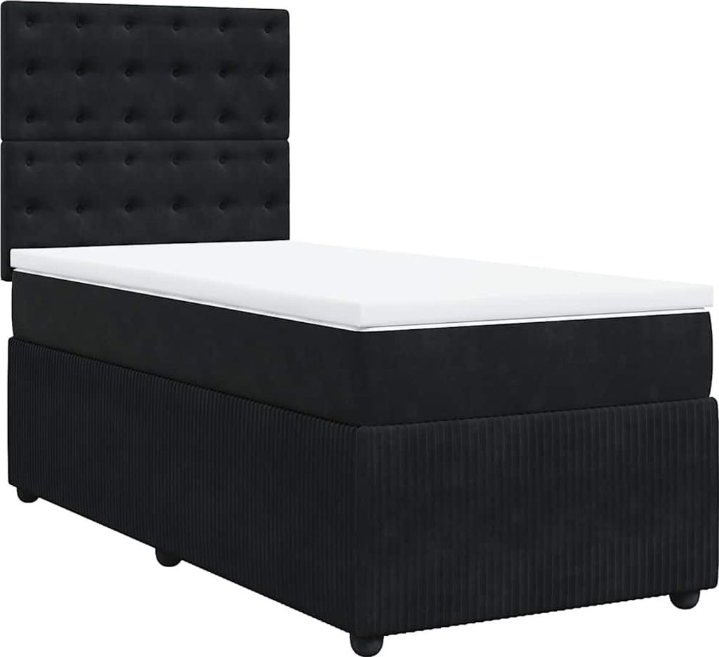 vidaXL Boxspringbett mit Matratze Schwarz 90x190 cm Samt
