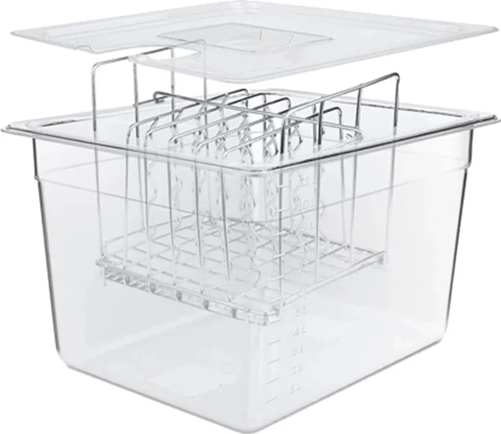 Récipient Sous Vide 11L Inox avec Support Ajustable et Rack Amovible