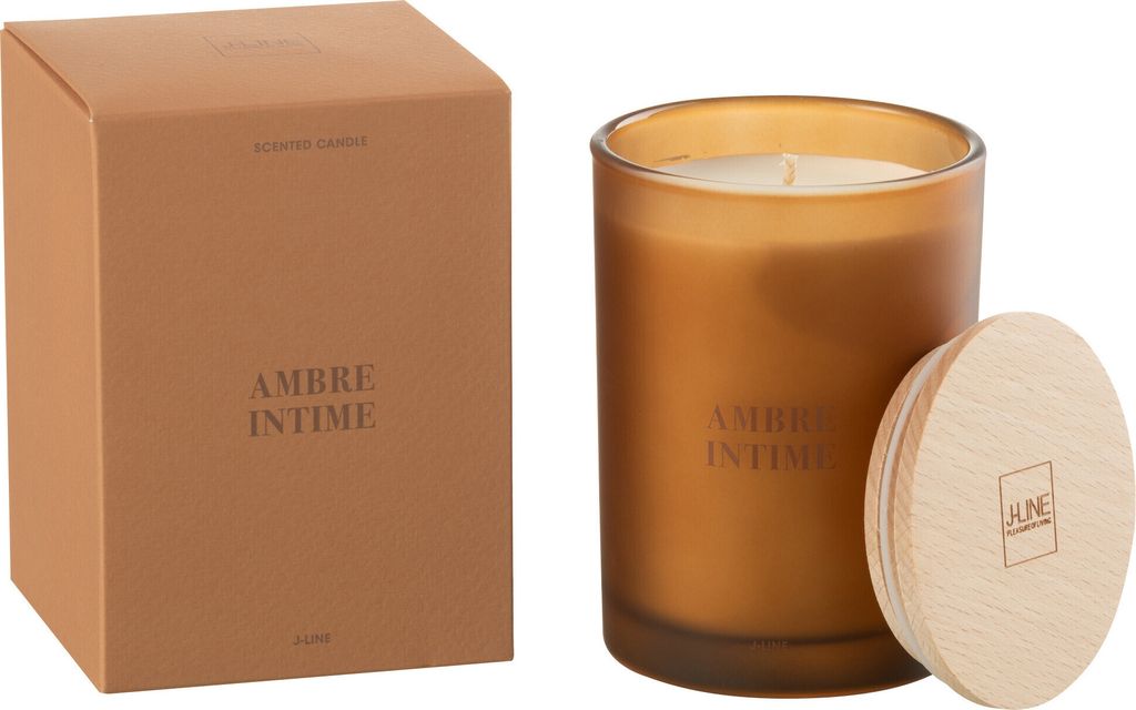 J-Line - Duftkerze Accords Essentiels Ambre Intime-38h - 8,5x8,5x12,5cm