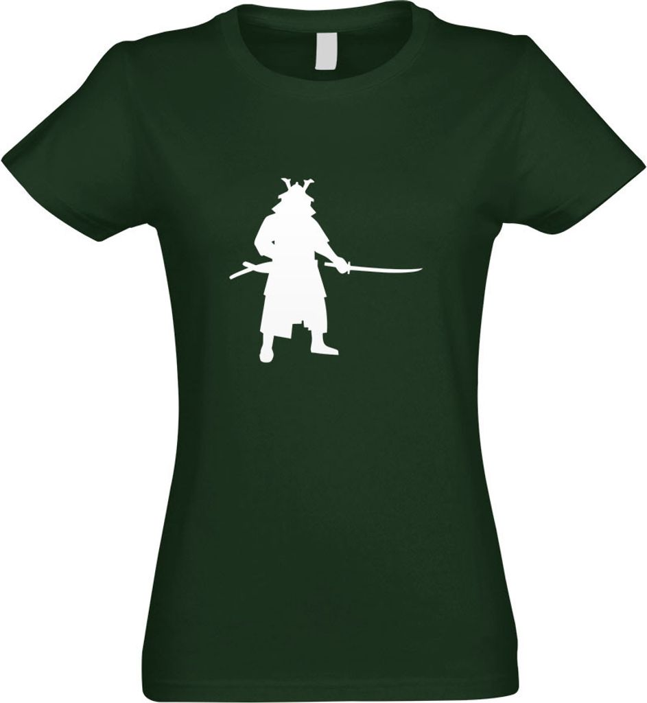Kiwistar - T-Shirt tailliert - Damen - flaschengrün - Samurai Bushi Kämpfer - mit Motiv Bedruckt - Funshirt Design - Sport - Freizeit - Damen - S