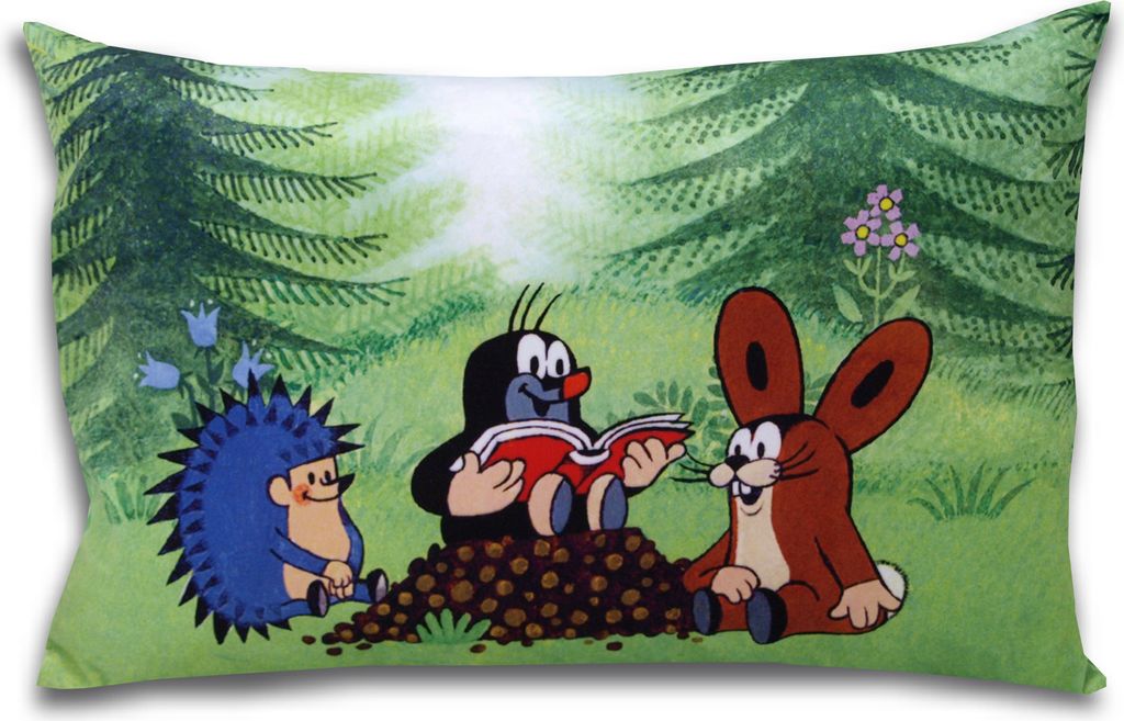 Kissen der kleine Maulwurf, Motiv Vorleser, 45x30cm - Kinderkissen