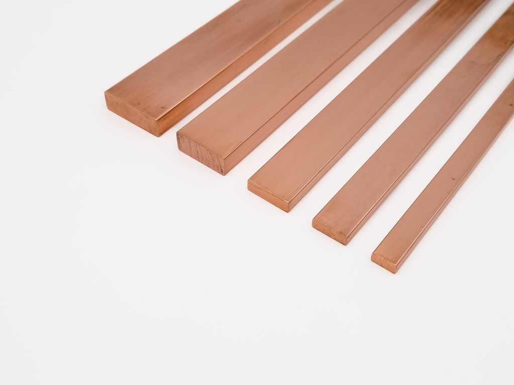 Kupfer Cu99,9 CW004A (Cu-ETP) Flachzeuge, Maße: 20x12 mm, Länge: 100 mm