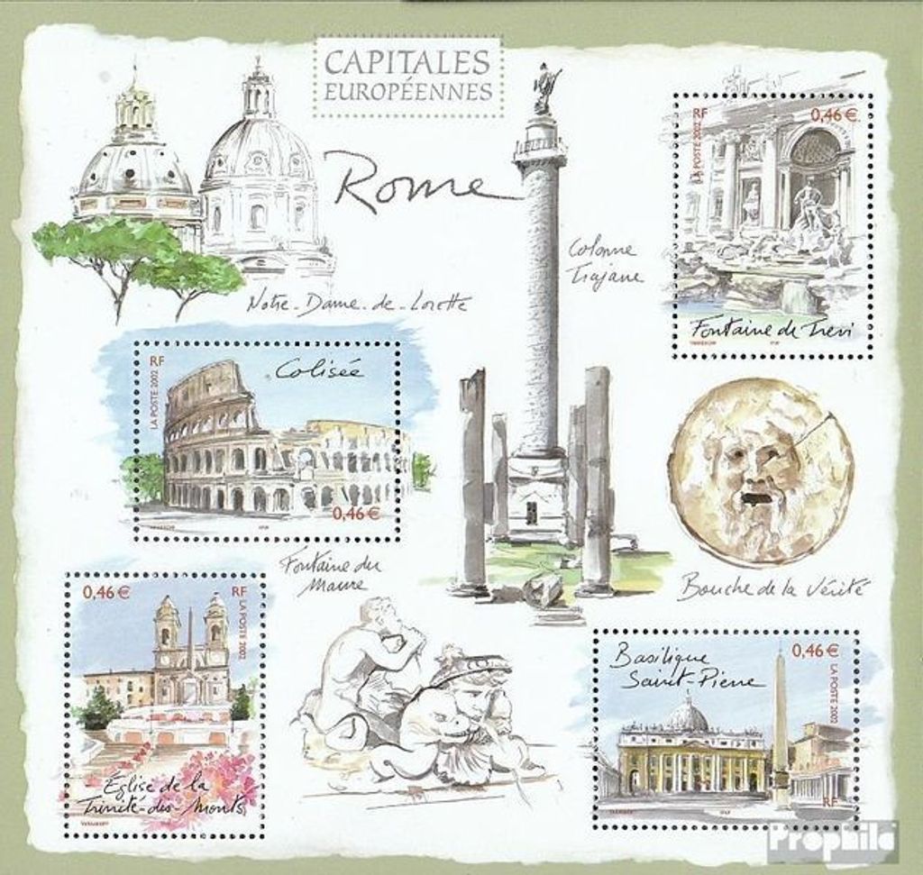 Briefmarken Frankreich 2002 Mi Block30 (kompl.Ausg.) postfrisch Haupstädte Europas