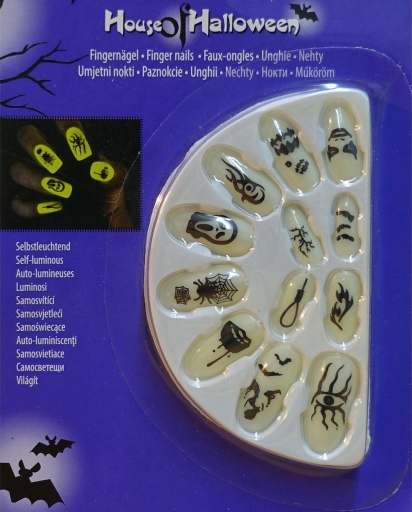 Selbstleuchtende Fingernägel mit Halloween Motiven / Heitmann