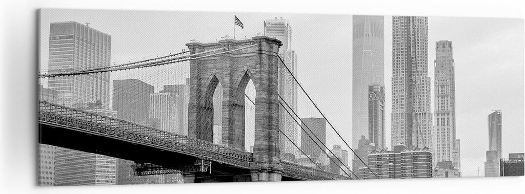 Bild auf Leinwand - Leinwandbild - Einteilig - Brücke Brooklyn schwarz und weiß - 160x50cm - Wand Bild - Wanddeko - Wandbilder - Leinwanddruck - ...