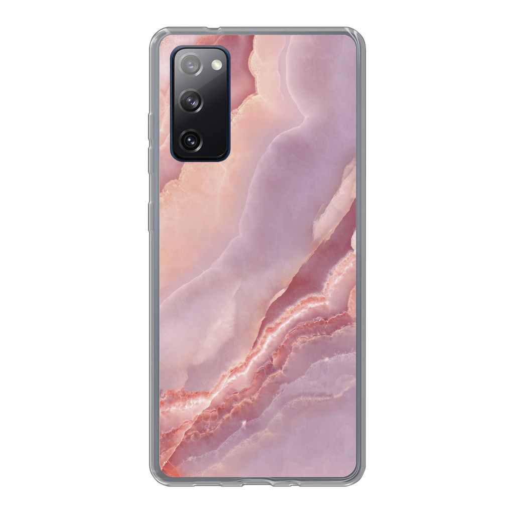 MuchoWow Handyhülle Schutzhülle Hülle für Samsung Galaxy S20 FE Naturstein - Rosa - Nahaufnahme Silikon Softcase Handy Hülle - Abdeckung