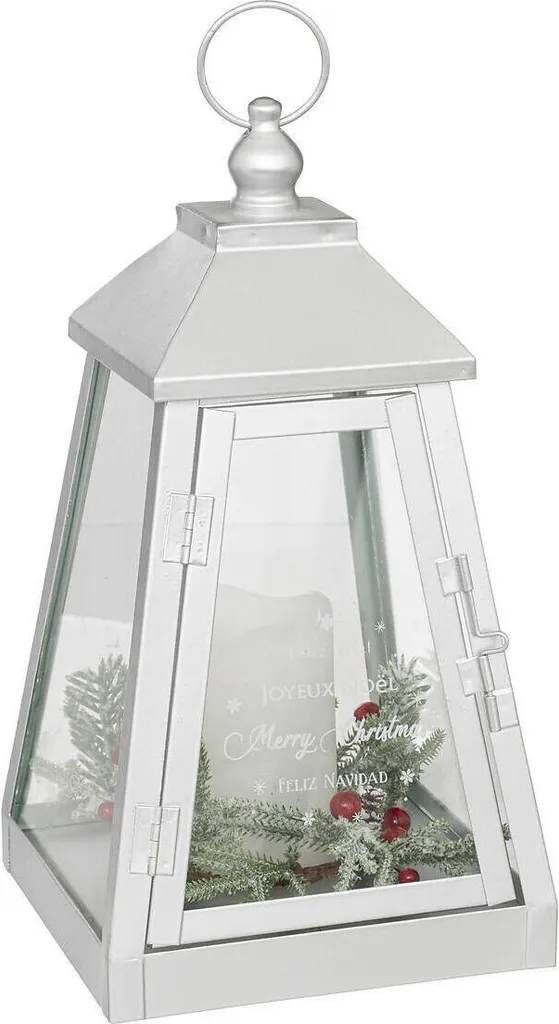 Lanterne en métal avec bougie LED 32 x 17 cm - Éclairage décoratif noir
