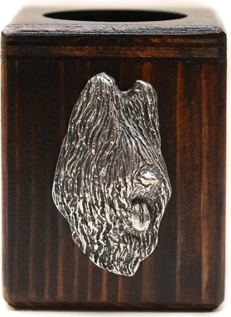 Portacandele Briard I in Legno: Complemento d'Arredo Art-Dog Esclusivo