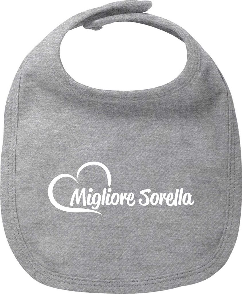 Huuraa Baby Lätzchen Migliore Sorella Cuore Heather Grey Klettverschluss Baumwolle Latz Geschenkidee