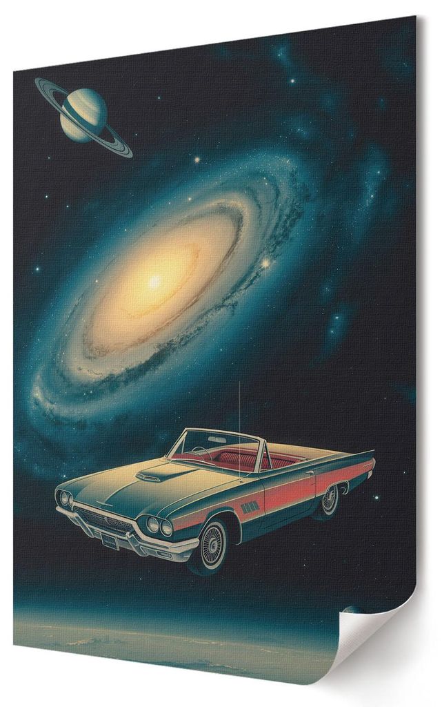 Weltraumreise- Kunstdruck A2 (42x59 cm) - Popkultur, Retro- Wandbild für Wohnzimmer Schlafzimmer & Flur, Modernes Poster Wanddeko, Ungerahmt