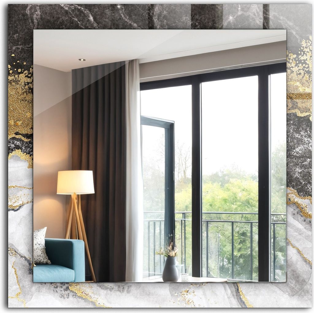 Bedruckter Spiegel - Wandspiegel - Dekorativer - Modern - 60x60 cm - Abstraktion Von Marmoradern