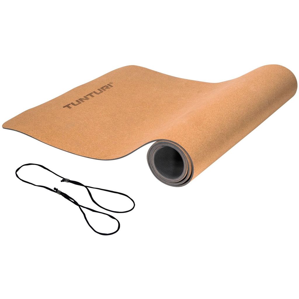 Tunturi Yogamatte aus Kork 183 cm, Korkmatte für Yoga, Pilates, Gymnastik, rutschfest