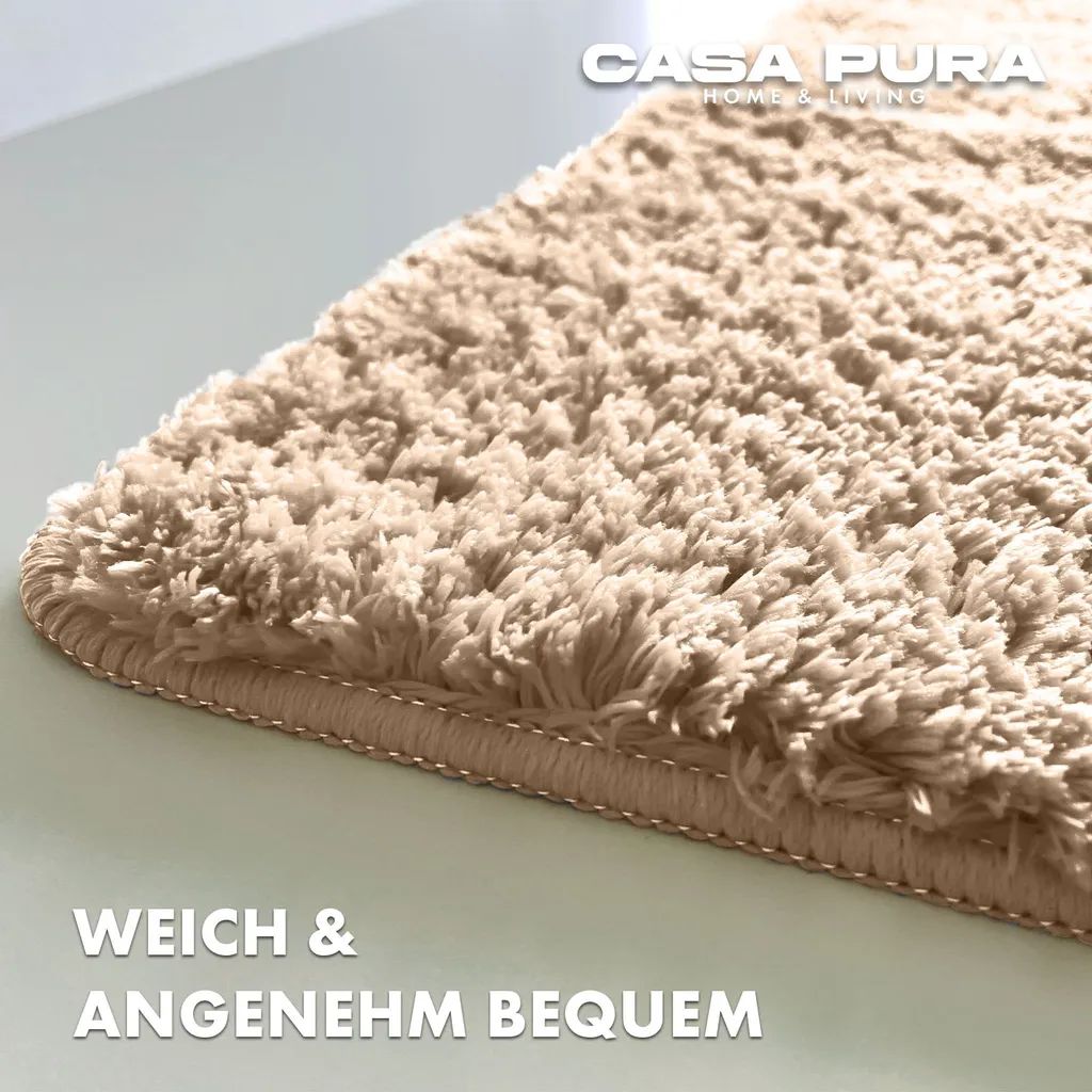 Tappeto Da Bagno Beige Morbido 50x60 Cm - Certificato Oeko-Tex 100, Lavabile In Lavatrice E Asciugatura Rapida