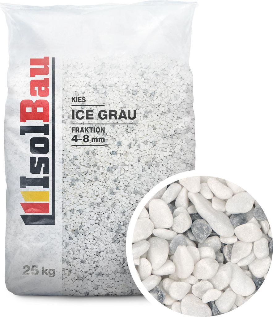 Isolbau - Zierkies 25 kg - Marmorkies 4-8 mm - Deko-Steine für Garten, Steinteppich, Aquariumkies, Ziersplitt Natursteine Gartenkies Wegkies Teich...