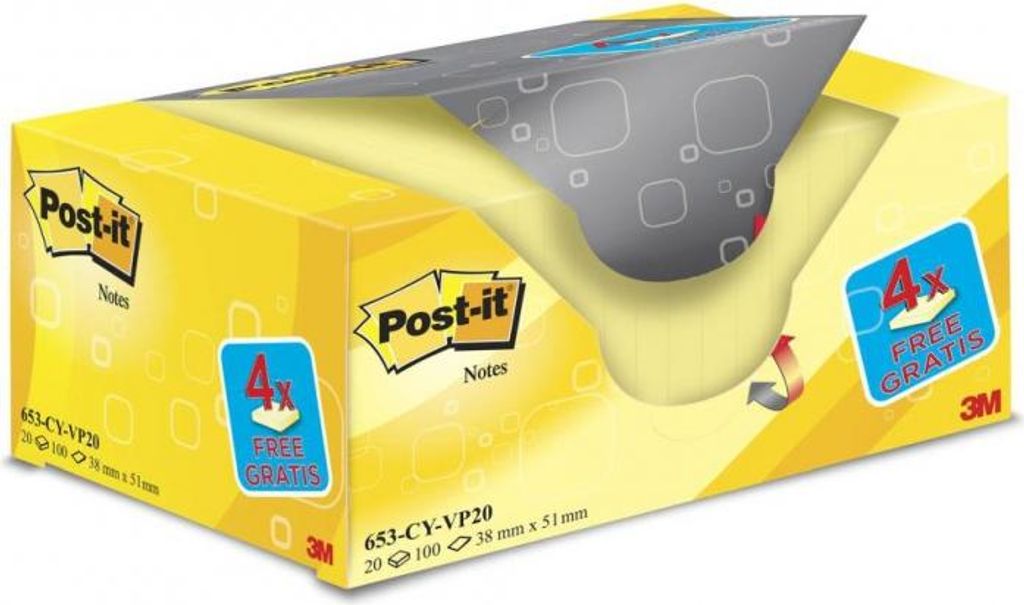 Post-it® 653SY-20 16 + 4 GRATIS: Post-it® Notes Haftnotizen Immagine del prodotto 