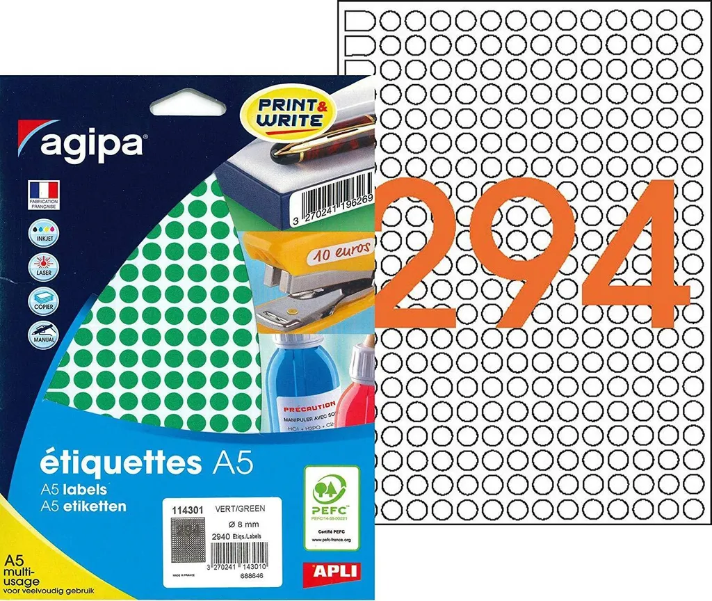 Pastilles Adhésives Rondes Vertes 8mm - Gommettes de Signalisation Agipa