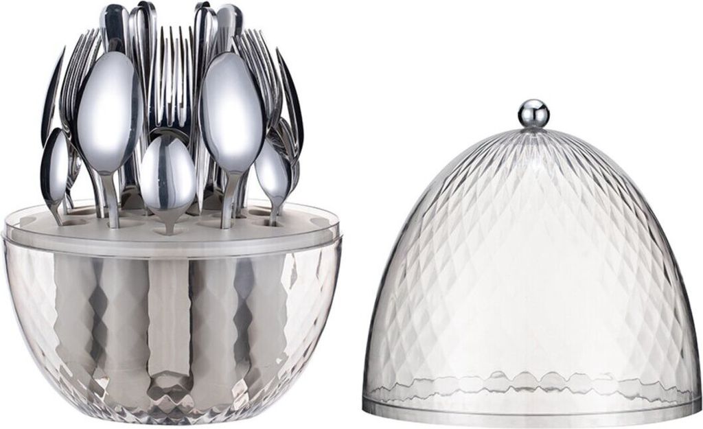 24 Tlg. Besteck-Set aus 18/10 Edelstahl in Ei-Box Essbesteck-Set Mehrzweckbesteck Silber