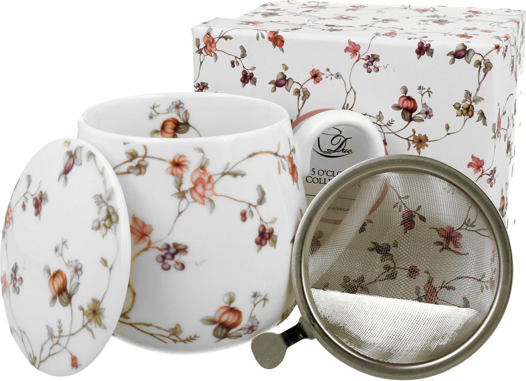 DUO FLORAL Fassbecher 430 ml SAFA mit Teesieb, New Bone Produktbild 
